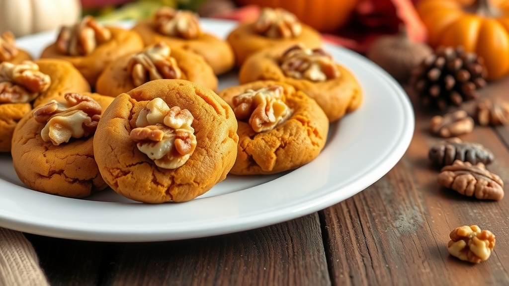 Soft Pumpkin Cookies with Walnuts Recipe A plate of soft pumpkin cookies with walnuts, perfect for autumn gatherings.